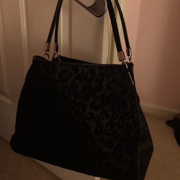 Authentic Coach Black and Silver Leopard Purse Totes